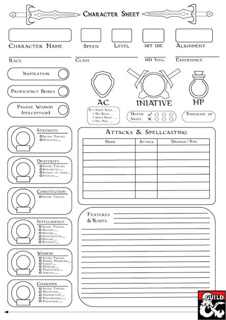 Detailed 5e Character Sheet