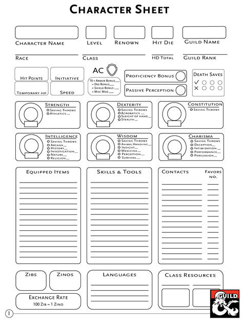 Detailed Ravnica Character Sheet